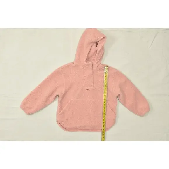 Nike Therma-FIT Pink Pullover Sherpa Hoodie Regular Size M Kid's Polyester - Picture 2 of 8